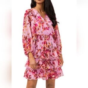 Floral Pink Ruffle Dress